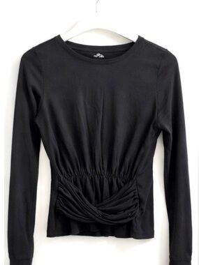 Anthropologie Pilcro Twist Front Long Sleeve Top Black XS NWT